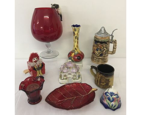 A collection of ceramic and other items. To include Tuptonware, Coalport and a musical bier stein.  