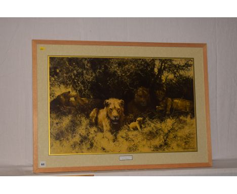 A colour print after David Shepherd - "A Pride of Lions".