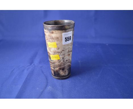 A Victorian horn and silver mounted beaker, by Hamilton & Inches, Edinburgh 1888.