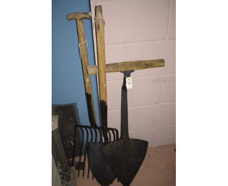 A muck spade; a turf spade; and a coke fork/shovel.