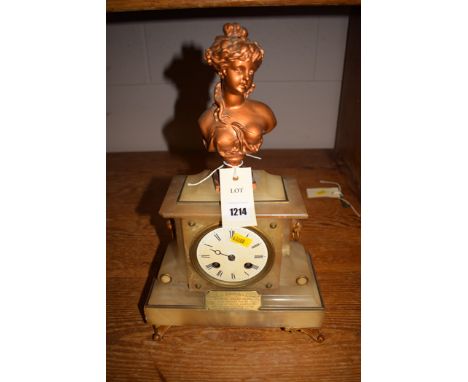A Victorian onyx and gilt metal eight-day chiming mantel clock, with brass plaque 'Presented to John Dale by the Friends of G