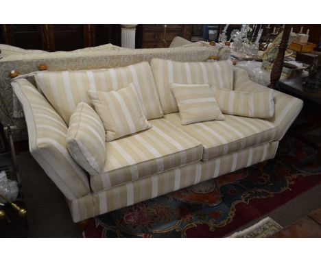 A large modern Knowle style sofa with drop ends and striped upholstery, 215cm wide