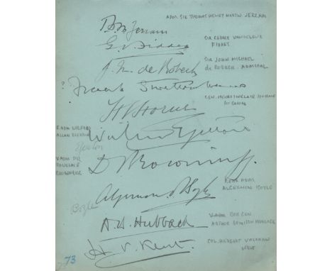 BRITISH NAVY: Selection of signed neatly clipped pieces (small slim oblong 12mo and slightly larger) and an 8vo page removed 
