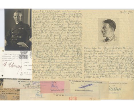 NAZI GERMANY: Selection of signed pieces, T.Ls.S., A.Ls.S., a few photographs etc. by various individuals in relation to Germ
