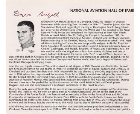 INGALLS DAVID: (1899-1985) American Fighter Ace of World War I, ranking joint fourteenth highest in the country with 6 air co