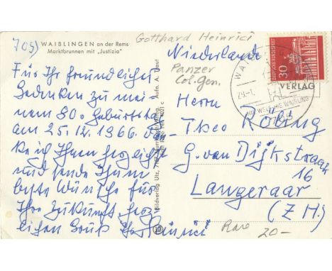 ZEITZLER KURT: (1895-1963) German General of World War II, Chief of the Army General Staff, 1942-44. Vintage signed and inscr