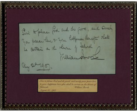 BOOTH WILLIAM: (1829-1912) British Methodist Preacher, founder and General of The Salvation Army. A fine A.Q.S., William Boot