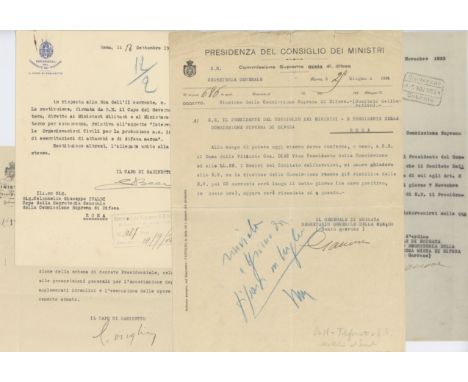 FASCIST ITALY: Selection of signed pieces, T.Ls.S., A.Ls.S., a few telegrams, postcards etc. by various individuals in relati