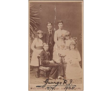 GEORGE V: (1865-1936) King of the United Kingdom 1910-36. Vintage signed sepia carte-de-visite photograph, the image depictin