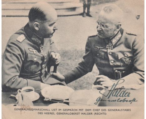 HALDER FRANZ: (1884-1972) German General of World War II, Chief of the Supreme High Command General Staff (Army), 1938-42, du