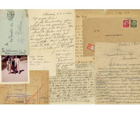 HITLER'S CHANCELLERY: A small selection of A.Ls.S.,a postcard, carbon copies etc., removed from the Reich Chancellery, includ