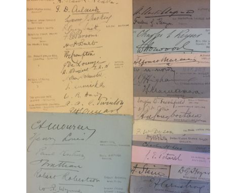 SCIENCE & EXPLORATION: Two 8vo pages removed from an autograph album each multiple signed by various chemists, physicians and