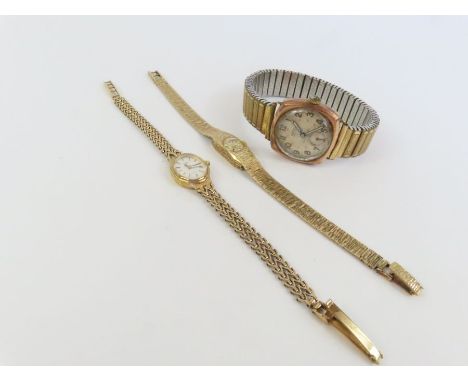 Two ladies 9ct gold Rotary wristwatches, 31.7g gross including movement and glass; and another 9ct gold Rotary Super-Sports w