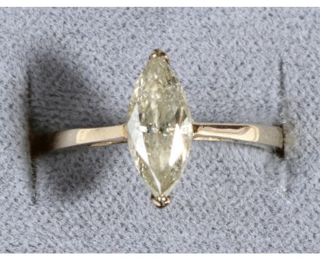 A Marquise Cut Solitaire Diamond Ring, in a claw setting, to knife edge shoulders, estimated diamond weight 1.00 carat approx