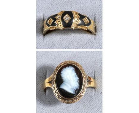 A 22 Carat Gold Sardonyx Cameo Ring, an oval sardonyx plaque carved depicting the bust of a bearded gentleman, in a rubbed ov