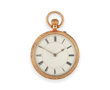 An 18ct Gold Open Faced Pocket Watch, 1894, lever movement signed S Wolfson, Leeds, enamel dial with Roman numerals, back cov