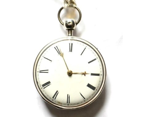 A Quarter Repeating Pocket Watch, circa 1830, movement with verge escapement, balance bridge, enamel dial with Roman numerals