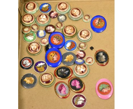 A Collection of Forty Various 19th Century and Later Circular Porcelain Plaques, decorated with classical cameos, probably or