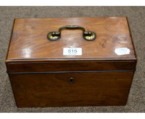 A George III Mahogany Tea Caddy, of rectangular form, enclosing two zinc lidded caddies, 27.5cm wide