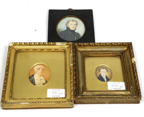 W H Hudson: Miniature Bust Portrait of E Lamb Esq, wearing a grey jacket with high collar, oval, 8.5cm by 7cm, in a frame ins