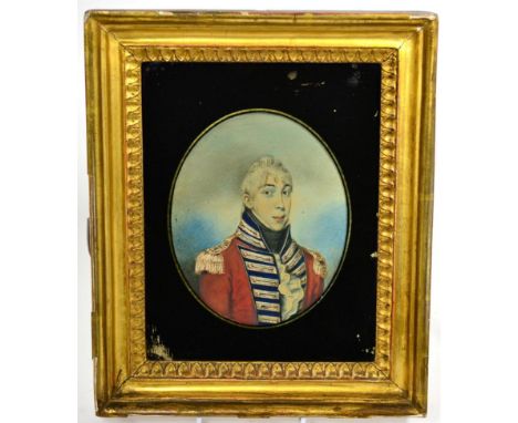 J W Smith: Miniature Bust Portrait of Alexander Jafray Hautenville, wearing the uniform of the 7th Royal Fusiliers, oval, 16c