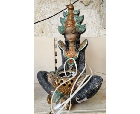 Plaster Eastern style figure lamp 