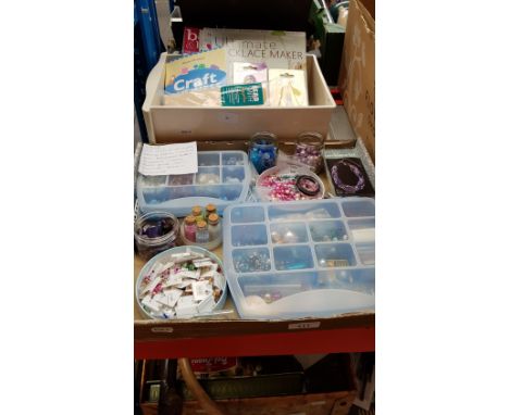 Two boxes of jewellery making items including kits, freshwater cultured pearls, Swarovksi Crystal, glass beads, tools, findin