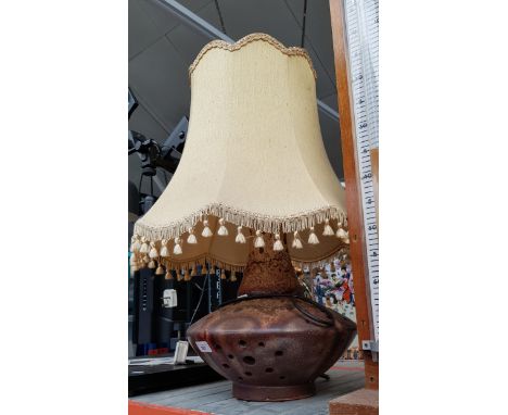 Large ceramic table lamp -- appears signed to base