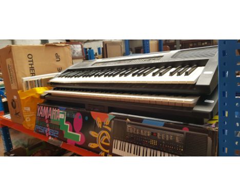 3 keyboards (Panasonic, Yamaha &amp; Kawai), a Dansette record player &amp; a bag of assorted records 
