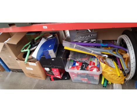 A large quantity of bicycle &amp; scooter accessories &amp; parts to include seats, brakes, chains, bearings, cables &amp; a 