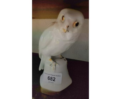 A German white porcelain model of an owl, designed by Prof. Fritz Klee, height 15.5cm. 