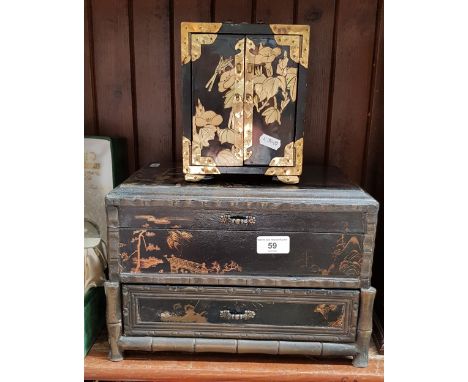 Two vintage chinoiserie jewellery boxes 