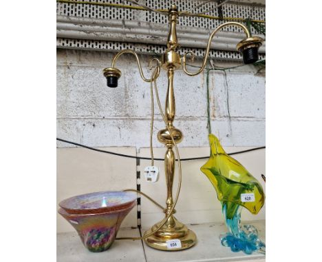 Brass lamp with two glass shades 