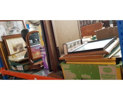 A large quantity of pictures, a mirror ball, a large fireball lamp, embroidered fire screens, mirror, manikin head etc 