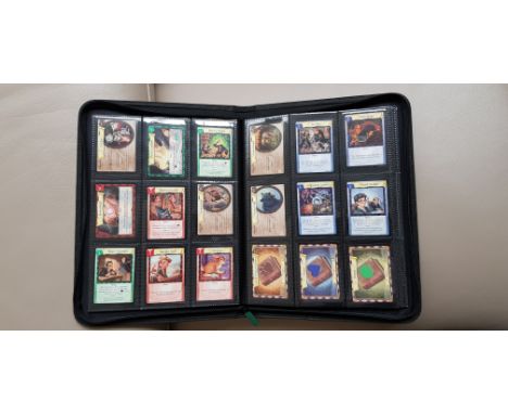 A Vaultx folder containing to sets of Harry pottery trading cards: Diagon Alley 80/80, expansion pack 30/30 and a near comple