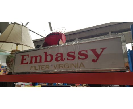 An Embassy filter virginia advertising light with a Watneys advertising display barrel.Note:- it is a light up sign but untes