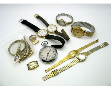 Ladies and Gent's Wristwatches, expanding ladies watch bracelets, gent's signet ring, engine turned cufflinks etc. 