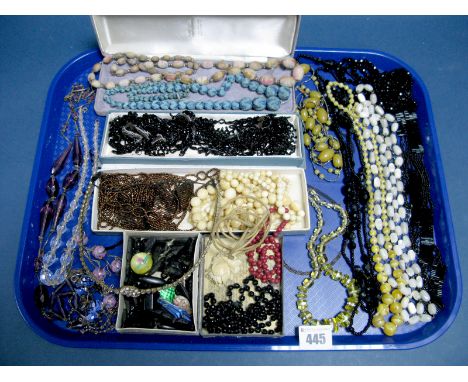 A Collection of Assorted Vintage Bead Necklaces, trimming etc :- One Tray 