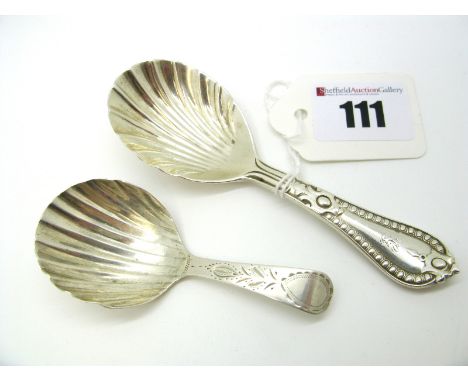 A Part Hallmarked Silver Caddy Spoon, George Adams (marks indistinct), with oval shell bowl and textured handle, initialled; 