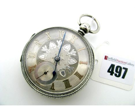 A Highly Decorative Hallmarked Silver Cased Openface Pocketwatch, the engraved and engine turned dial with italic Roman numer