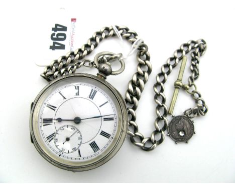 A Hallmarked Silver Cased Openface Pocketwatch, the white dial with black Roman numerals and seconds subsidiary dial, within 