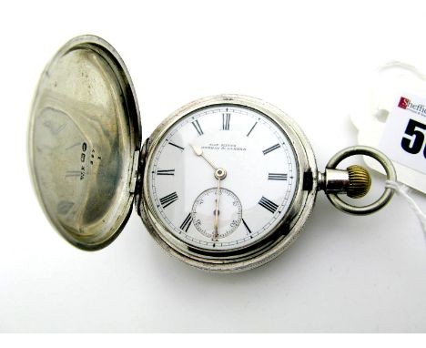 Max Minck Bombay & Lahore; A Hallmarked Silver Cased Hunter Pocketwatch, the signed dial with black Roman numerals and second