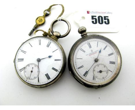 A Hallmarked Silver Cased Openface Pocketwatch, the white dial with black Roman numerals and seconds subsidiary dial, the mov