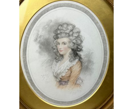 AFTER JOHN DOWNMAN RA (1750-1824), 'MISS LOW', hand coloured engraving. Exhibited at the Irish International Exhibition of 19
