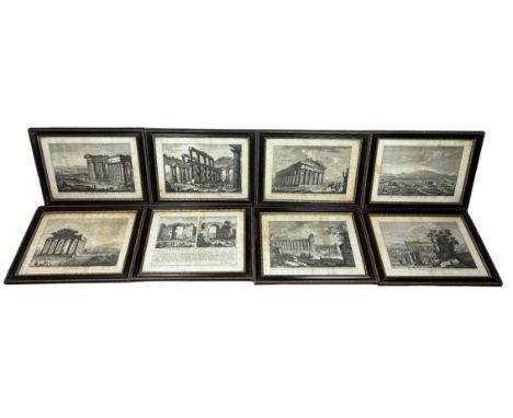 A SET OF EIGHT ITALIAN CLASSICAL ENGRAVINGS BY FILIPPO MORGHEN (1730-1807, depicting ruins. All mounted in black and gilt Hog