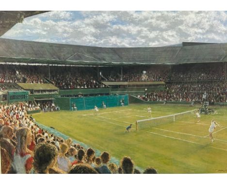 WIMBLEDON TENNIS INTEREST: A PRINT OF CENTRE COURT AFTER EDWARD DAWSON 198358cm x 42cm 