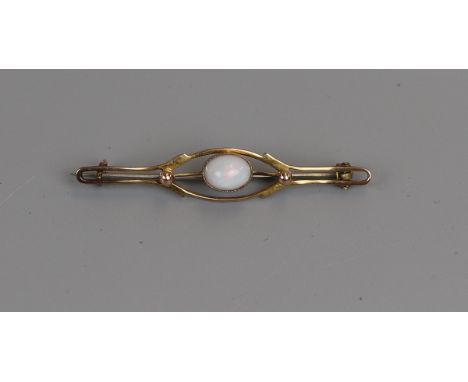 Antique gold &amp; opal bar brooch