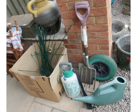 Garden tools to include fork, spade &amp; sprayer etc