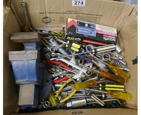 Collection of tools to include vice