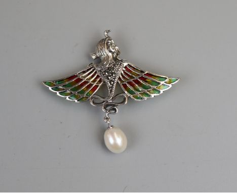 Silver enamel pendant / brooch